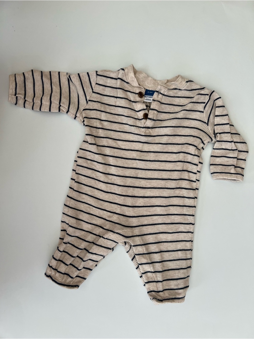 stripe waffle romper